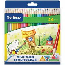 Карандаши акварельные Berlingo "Сказочный город", 24цв., заточен., картон, европодвес