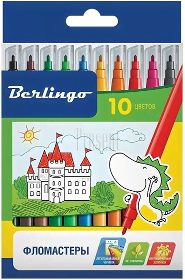 Фломастеры Berlingo "Замки", 10цв, смываемые, картон, европодвес-0